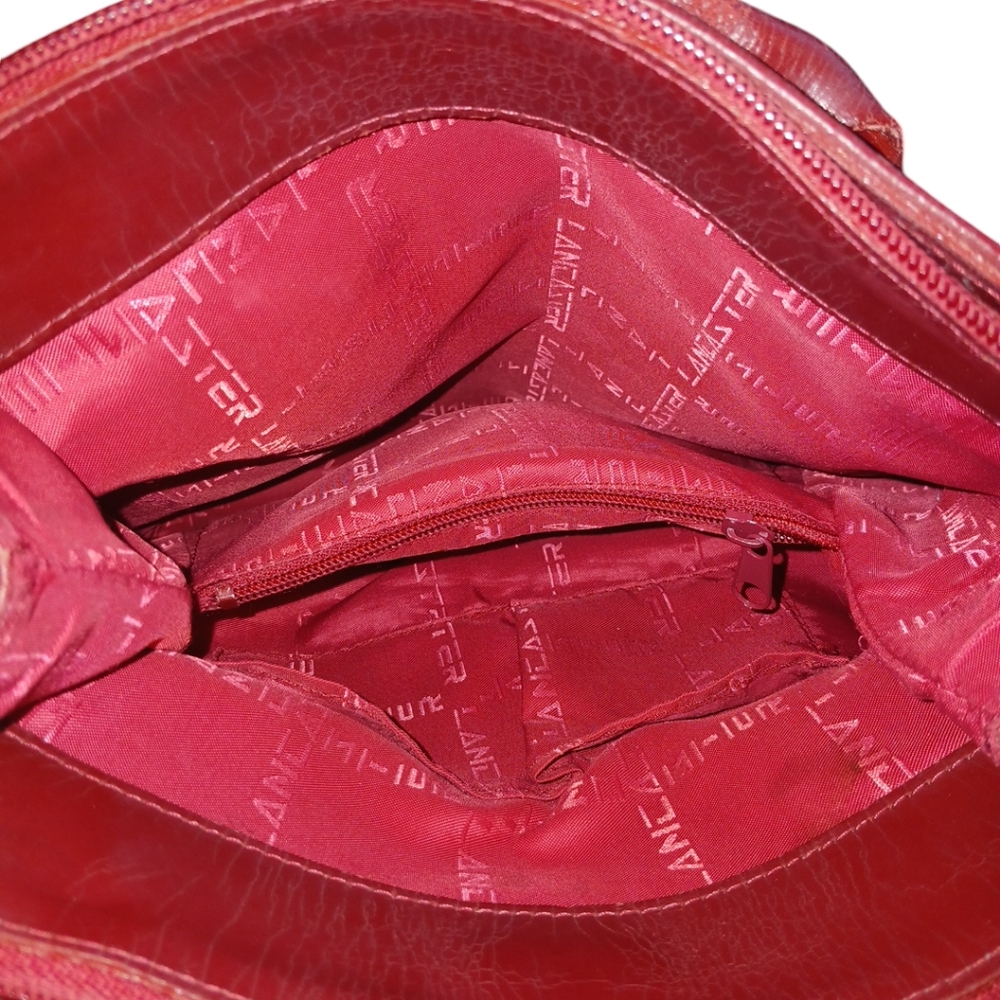 Lancaster Convertable Red Leather Shoulder Bag Ba… - image 6